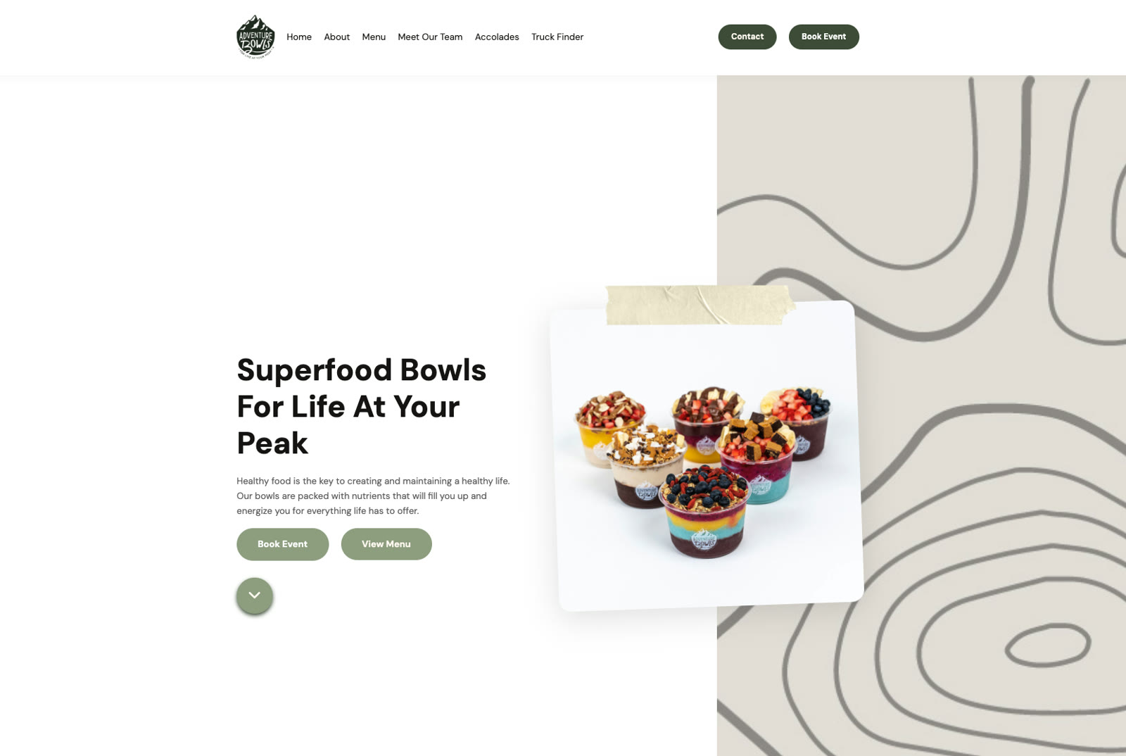 Screenshot of the Adventure Bowls website